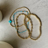 Gold Blue Bracelet Stack - Set of 4