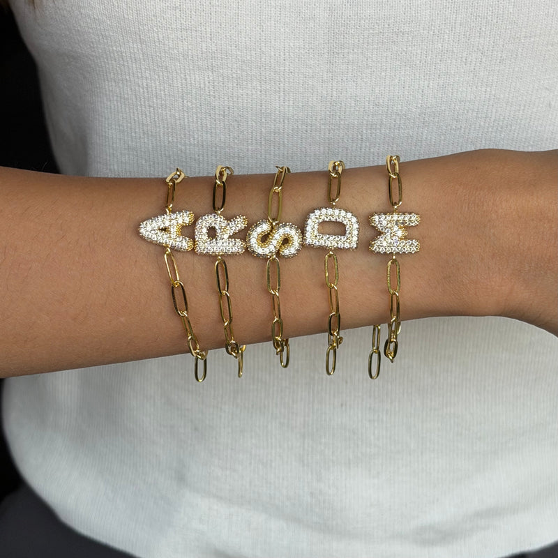 Bubble Initial Link Bracelet