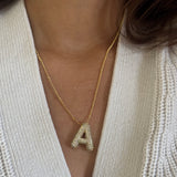 Studded Gold Chunky Initial Necklace