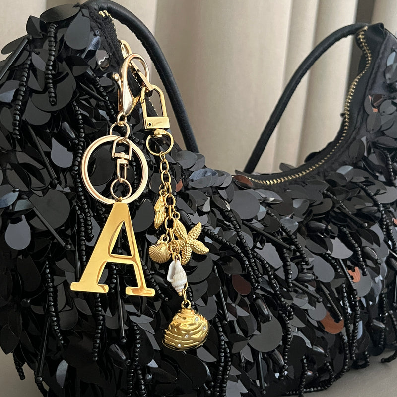 Coastal Bag Charm with Initial