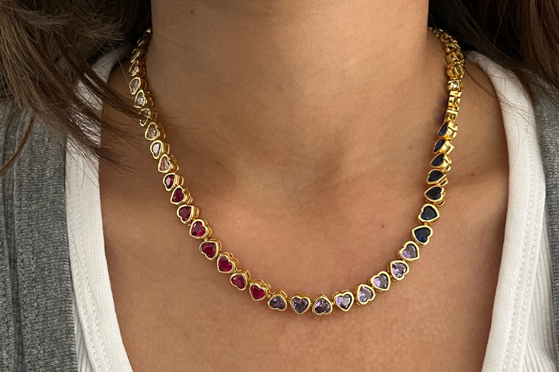 Color my Heart Tennis Necklace