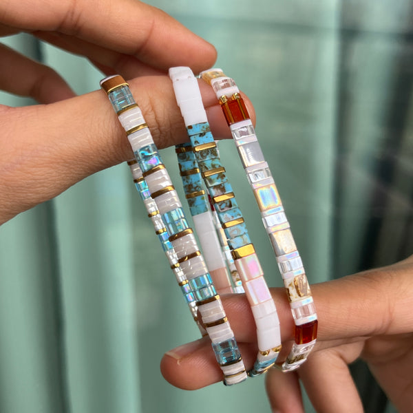 Set of 3 - Peachy Waves Tila Bracelets