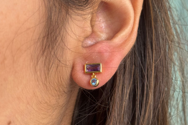 S925 Purple Blue Studs