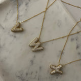 Studded Gold Chunky Initial Necklace