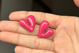 Pink Bubble Heart Studs