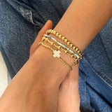 Gold White Bracelet Stack - Set of 4