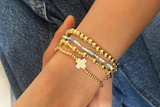 Gold White Bracelet Stack - Set of 4