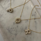 Studded Gold Chunky Initial Necklace