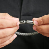 Ashen Slate Woven Leather Bracelet