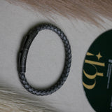 Ashen Slate Woven Leather Bracelet