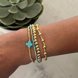 Gold Blue Bracelet Stack - Set of 4