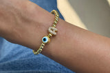 Gold Pop Evil Eye Bracelet with Initial