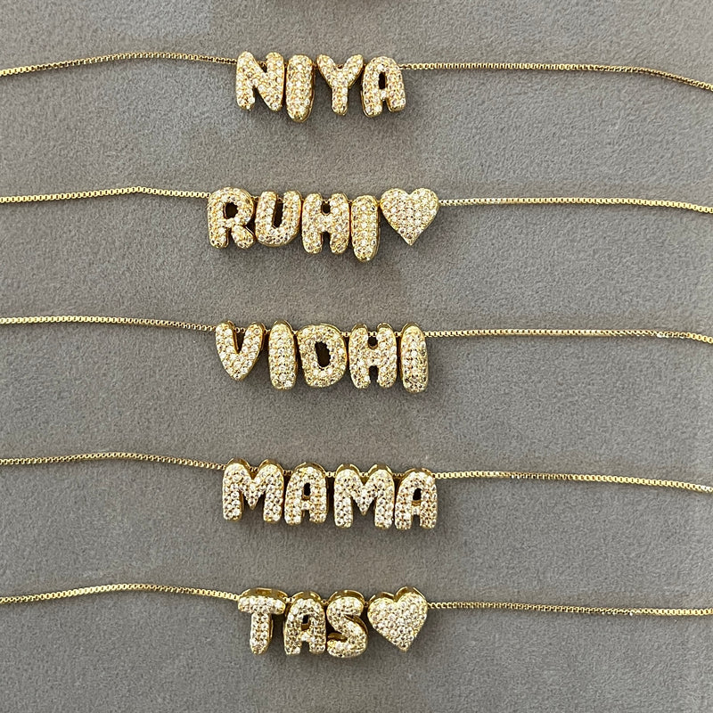 Mini Bubble Initial Name Necklace