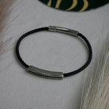 Noir Braided Leather Bar Bracelet
