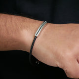 Noir Braided Leather Bar Bracelet