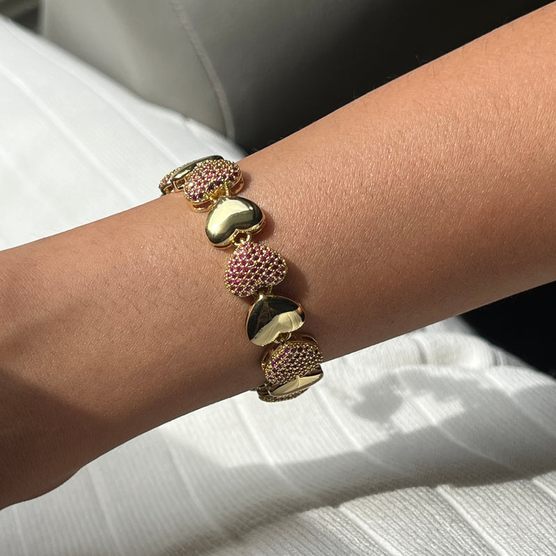 Scarlet Bubble Heart Bracelet