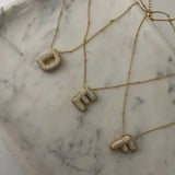 Studded Gold Chunky Initial Necklace