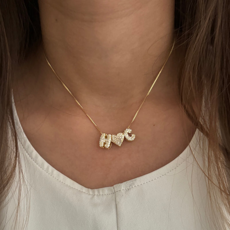 Mini Bubble Initials Love Necklace