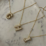 Studded Gold Chunky Initial Necklace