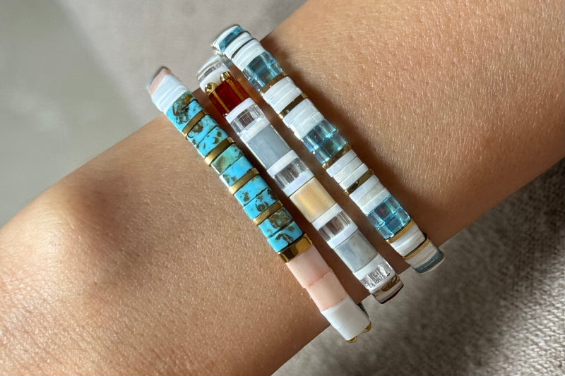Set of 3 - Peachy Waves Tila Bracelets