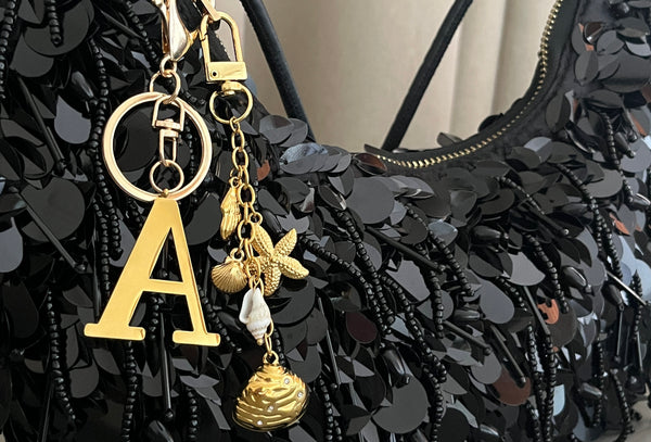 Coastal Bag Charm with Initial