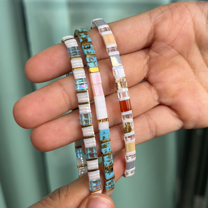 Set of 3 - Peachy Waves Tila Bracelets