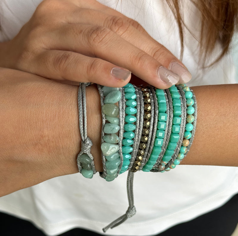 Caribbean Turquoise Beaded Wrap Bracelet
