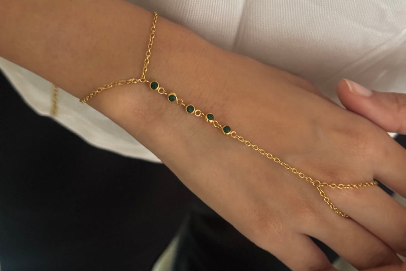 Minimal Greenstone Hand Chain