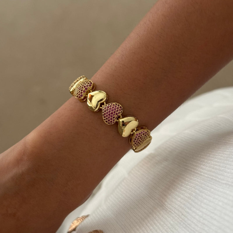 Scarlet Bubble Heart Bracelet