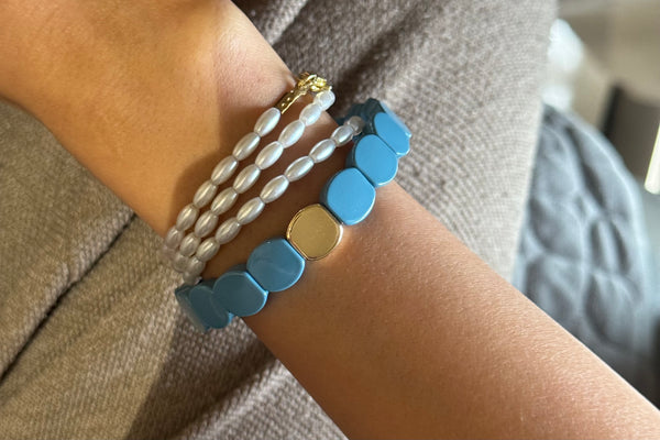 Set of 2 - Pearl Lagoon Set - Versa Wrap and Candy Bracelet
