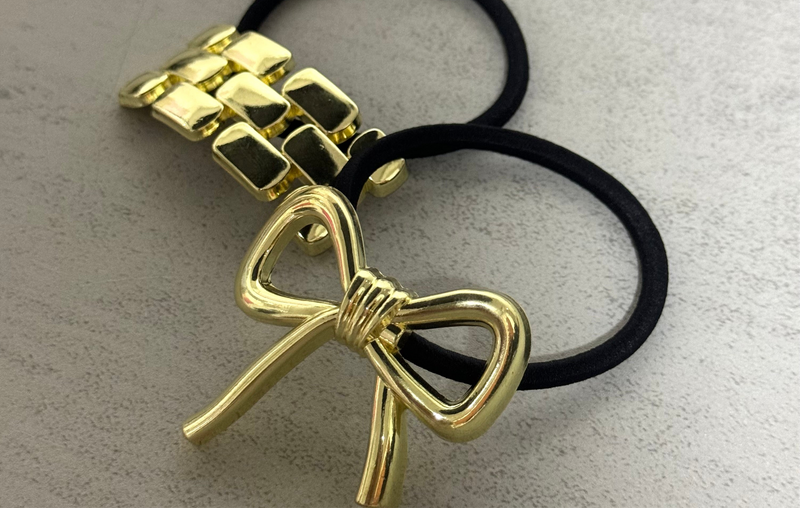 Set of 2 - Gold Glossy Hair Cuffs - Luna & French Retro
