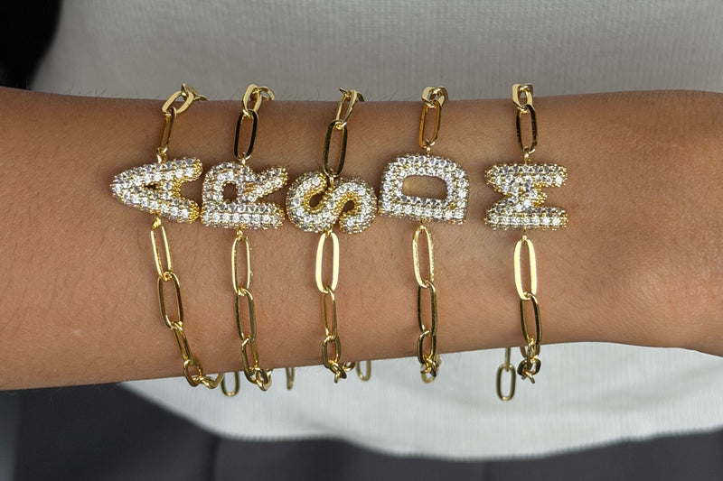 Bubble Initial Link Bracelet