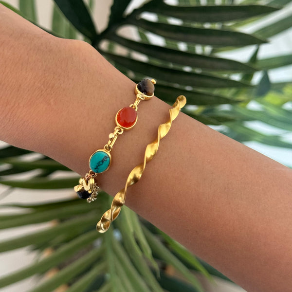 Set of 2 - fortune bracelet and twisted bar bracelet