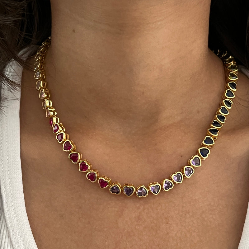 Color my Heart Tennis Necklace