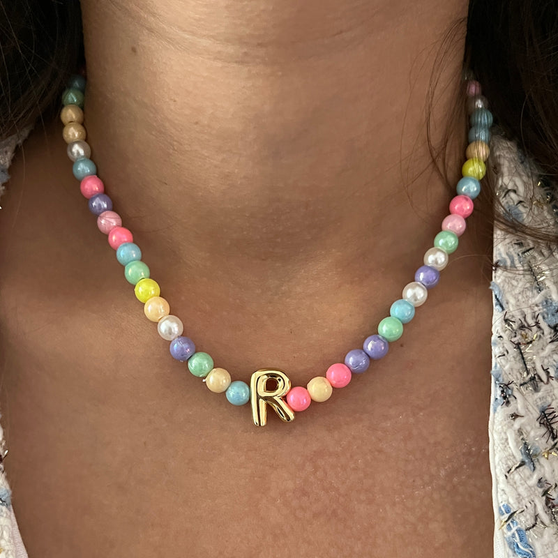 Set of 2 - Colorful Necklace and Bracelet with Initial (Newly Launched)