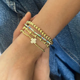 Gold White Bracelet Stack - Set of 4