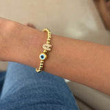 Gold Pop Evil Eye Bracelet with Initial
