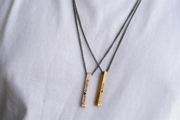 Personalized Cuboid Bar Necklace Men