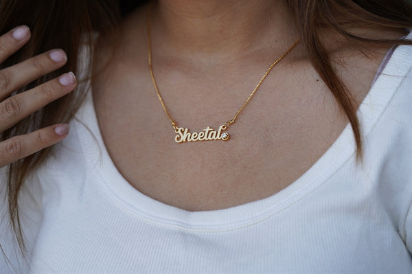 Signature style name necklace with stud