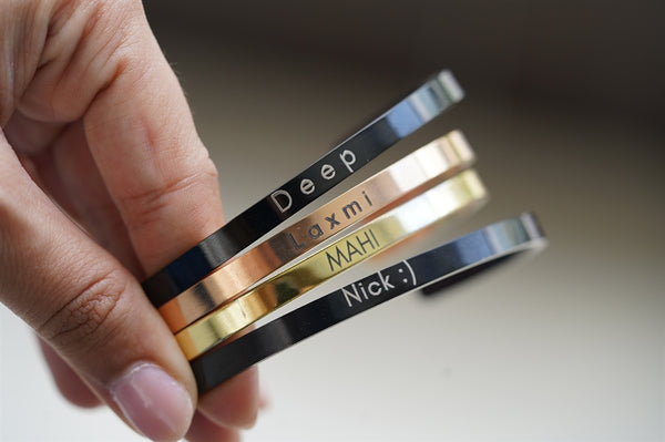 Personalized engraved cuff bracelet