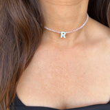 Pearl Glass Initial Beaded Choker