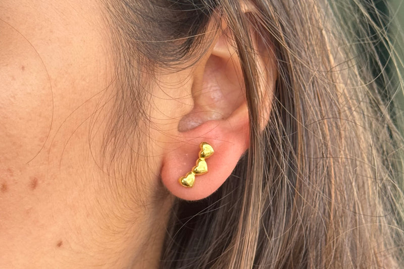 S925 Hearts Climber Studs