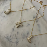 Studded Gold Chunky Initial Necklace