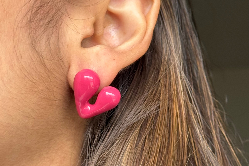 Pink Bubble Heart Studs