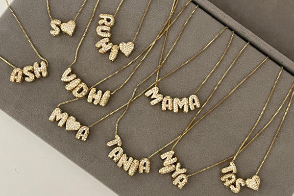 Mini Bubble Initial Name Necklace