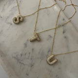 Studded Gold Chunky Initial Necklace