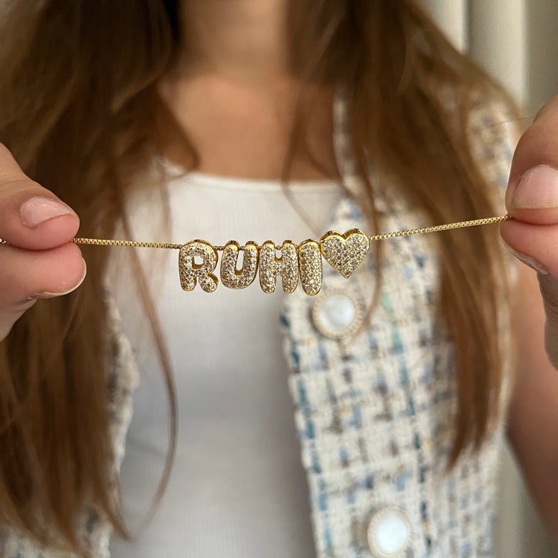 Mini Bubble Initial Name Necklace