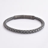 Ashen Slate Woven Leather Bracelet