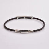 Noir Braided Leather Bar Bracelet