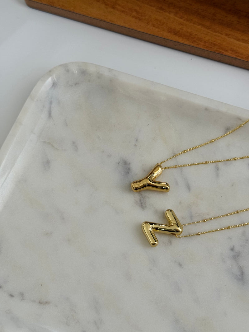 Gold Chunky Initial Statement Necklace